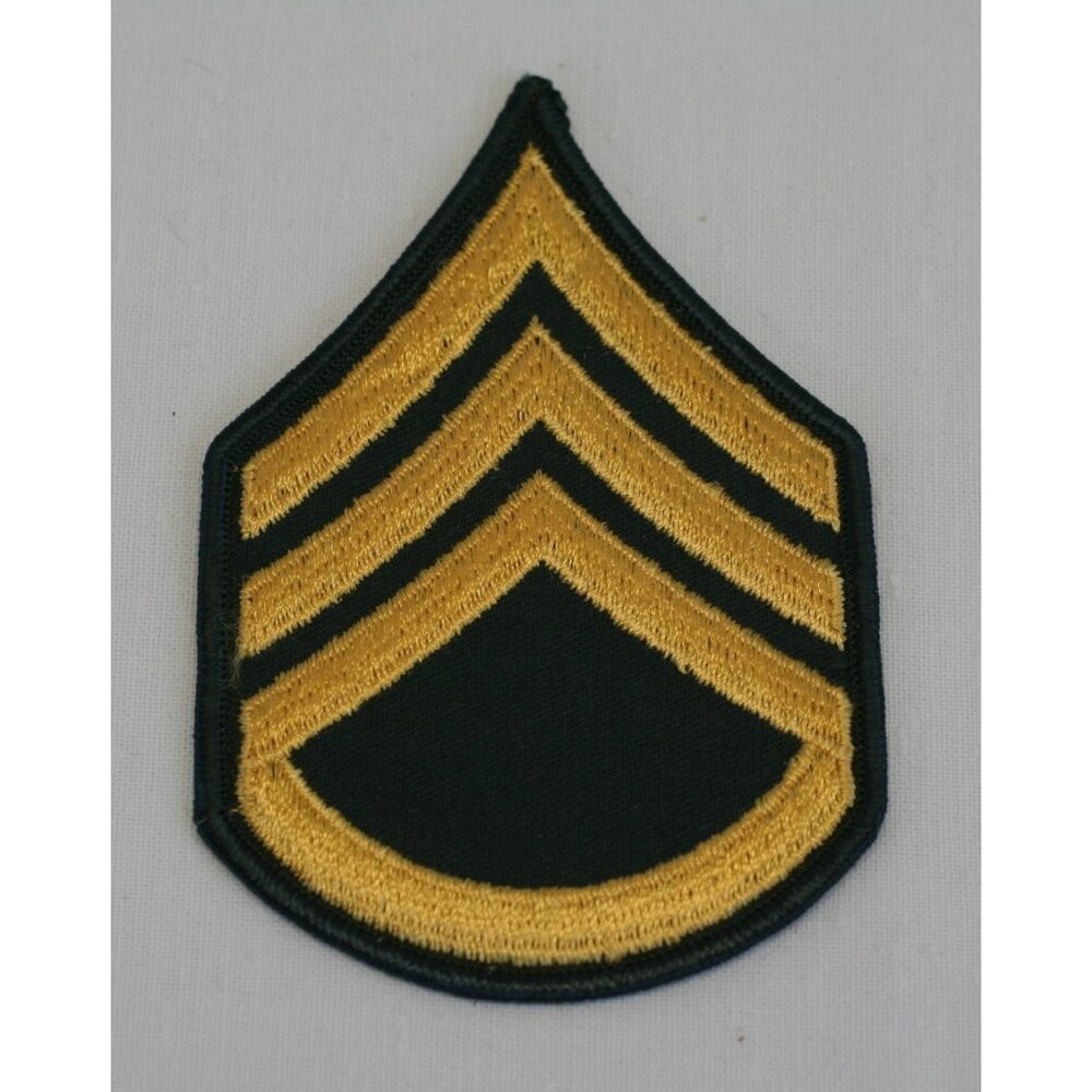 U.S.  Army Staff Sergeant (SSG) E-6 Rank Insignia Patch 3" x 4.5" Surplus NOS